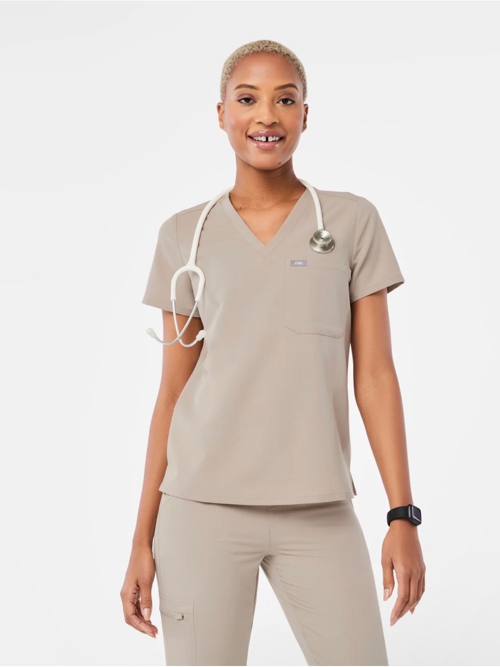FIGS Catarina One Pocket Scrub Top in Boulder - XXL Women